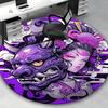 1pc Japanese Demon Mask & Geisha Purple Round Carpet, Office Chair Mat, NonSlip Rug for Home Decor, Seasonal Gift, Suitable for Office