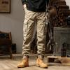 Men's Street Outdoor American Loose Retro Versatile Multi-Pocket Elastic Tote Pants Summer Thin