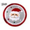Holiday Party Floor Covering Round Christmas Rug, 39" Imitation Cashmere Santa Snowflake Pattern, Pattern Rug Area for Home Living Room Bedroom Decor