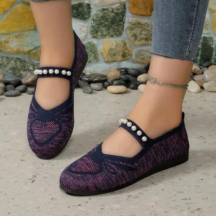 мода Женские балетки Сетчатые туфли с бусинами Модные повседневные туфли для ходьбы Новые — фото 9