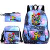 Sprunki Student Starry Sky School Bag Three-piece Rhythm Box Teen Backpack Men's and Women's Casual L
