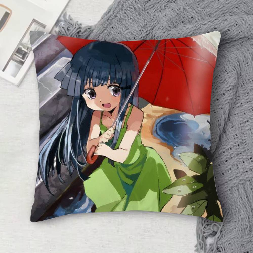 H-Higurashi When They Cry Double-Sided Printed Square Decorative Cushion Cover For Sofa Living Room Home Decor