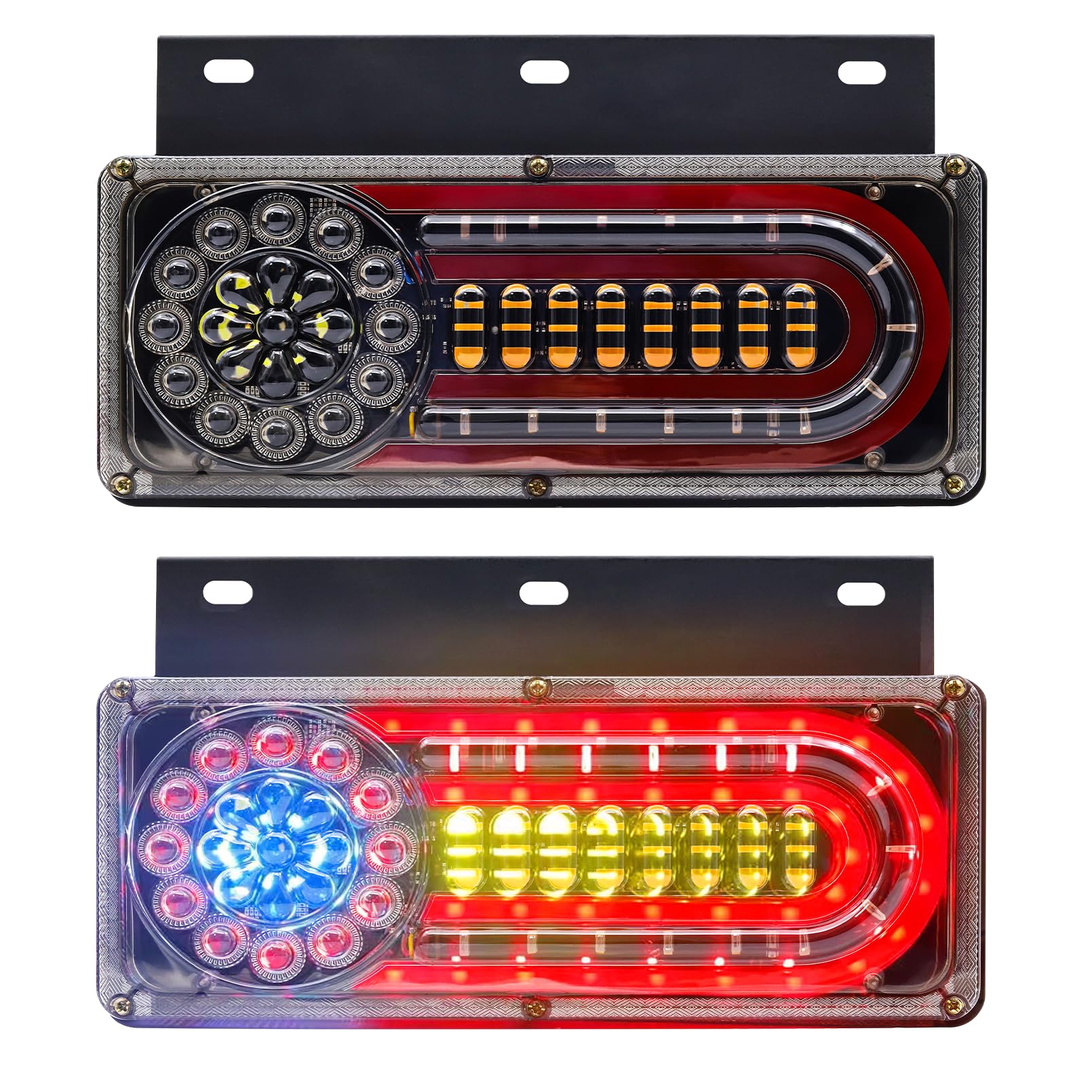 

Ygmylandbb Универсальные светодиодные задние фонари для грузовиков с последовательным перетеканием, с указателями поворота, габаритными и задними комбинированными фонарями для и включают квадратные IP67 водонепроницаемые