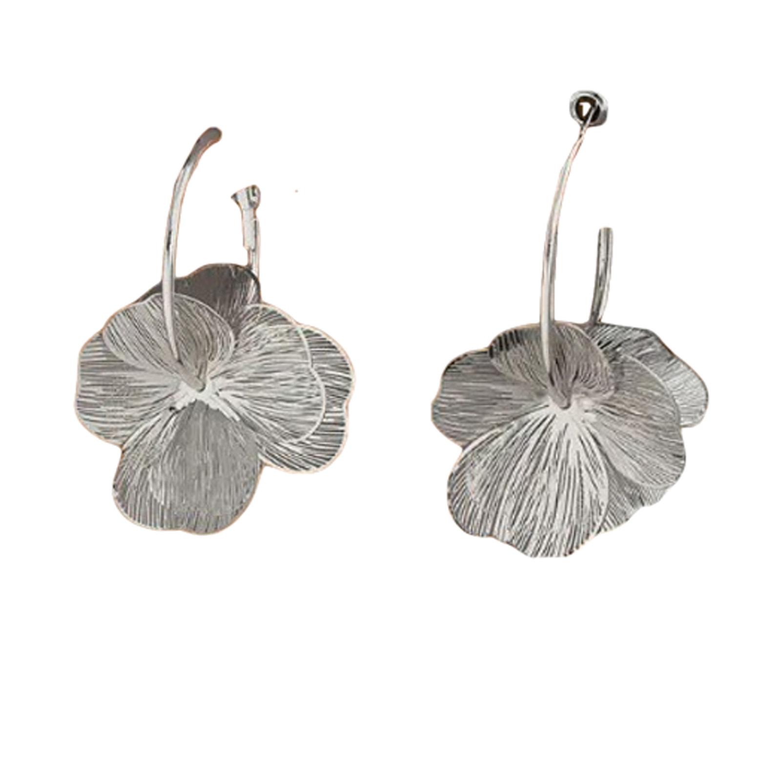 

Уникальные золотые/серебряные серьги-цветы Модные эффектные украшения для женщин Элегантные крупные цветочные аксессуары для ушей серебряный