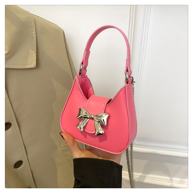 Trendy Single Shoulder Handbag Simple Earphone Bag Korean 2024 New Butterfly Bow Chain Crossbody Bag Women Black