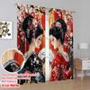 2pcs,2D Plane Printing Curtains Geisha Elegance Versatile Durable Polyester (without Rod) All Seasons Perfect for Bedroom,
