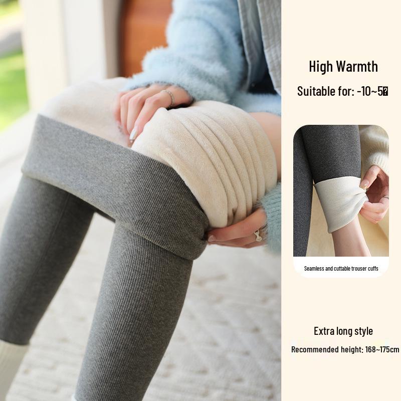 Women's Extra Long High-Waisted Fleece-Lined Winter Leggings - Striped, Warm, Cotton, for Tall Figures