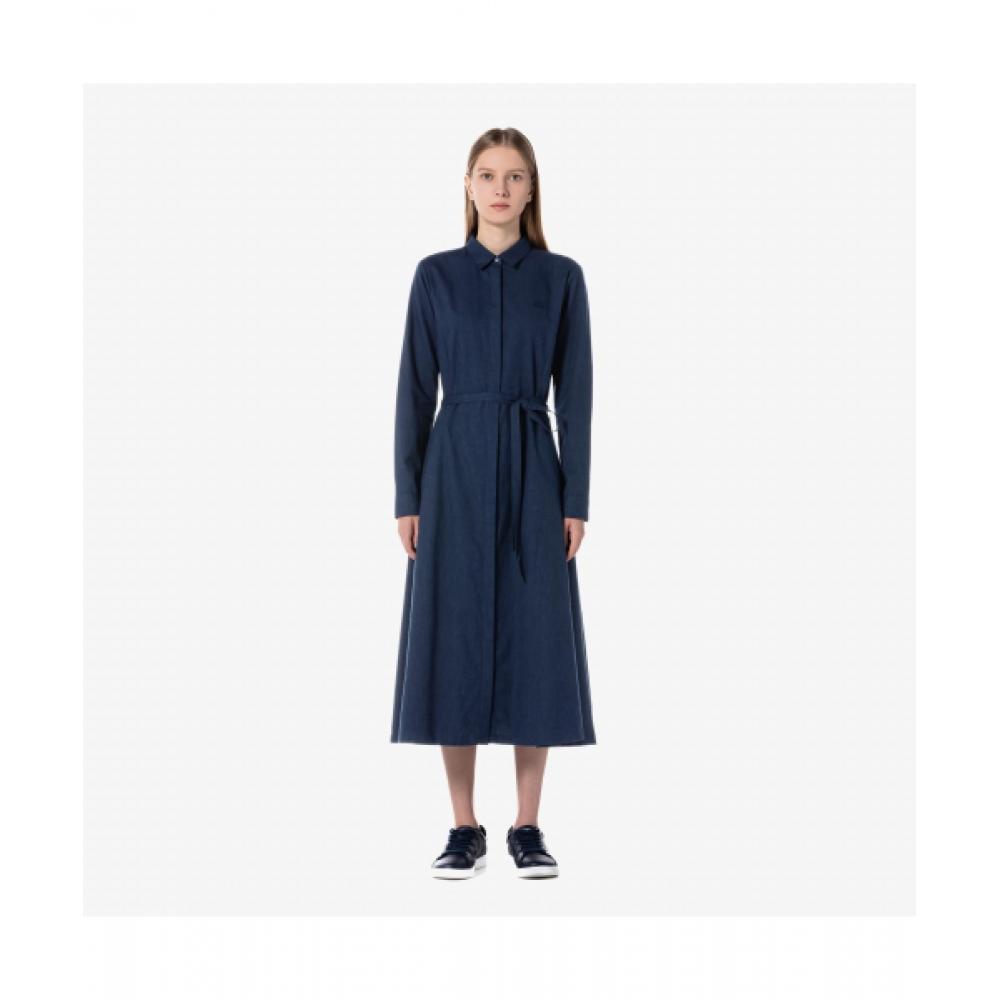 

LacoSte Women S Flannel Woven Long dreSS [dark Navy] 036