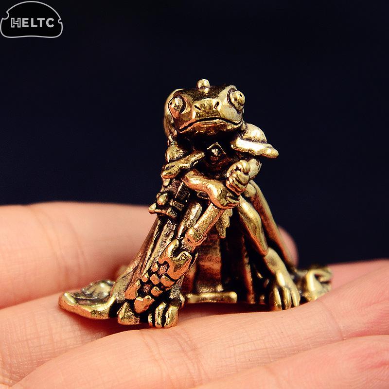 1 PIÈCE Statue Grenouille en Laiton Vintage Sculpture Grenouille Miniature Figurine Animal Antique Animal de Compagnie pour Thé Décoration Maison Bureau Idéal Pour Collectionneurs