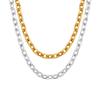 6.5mm Stainless Steel Chain Necklace, Women Paperclip Necklace Gold Plated, Chunky Jewelry 16inch
