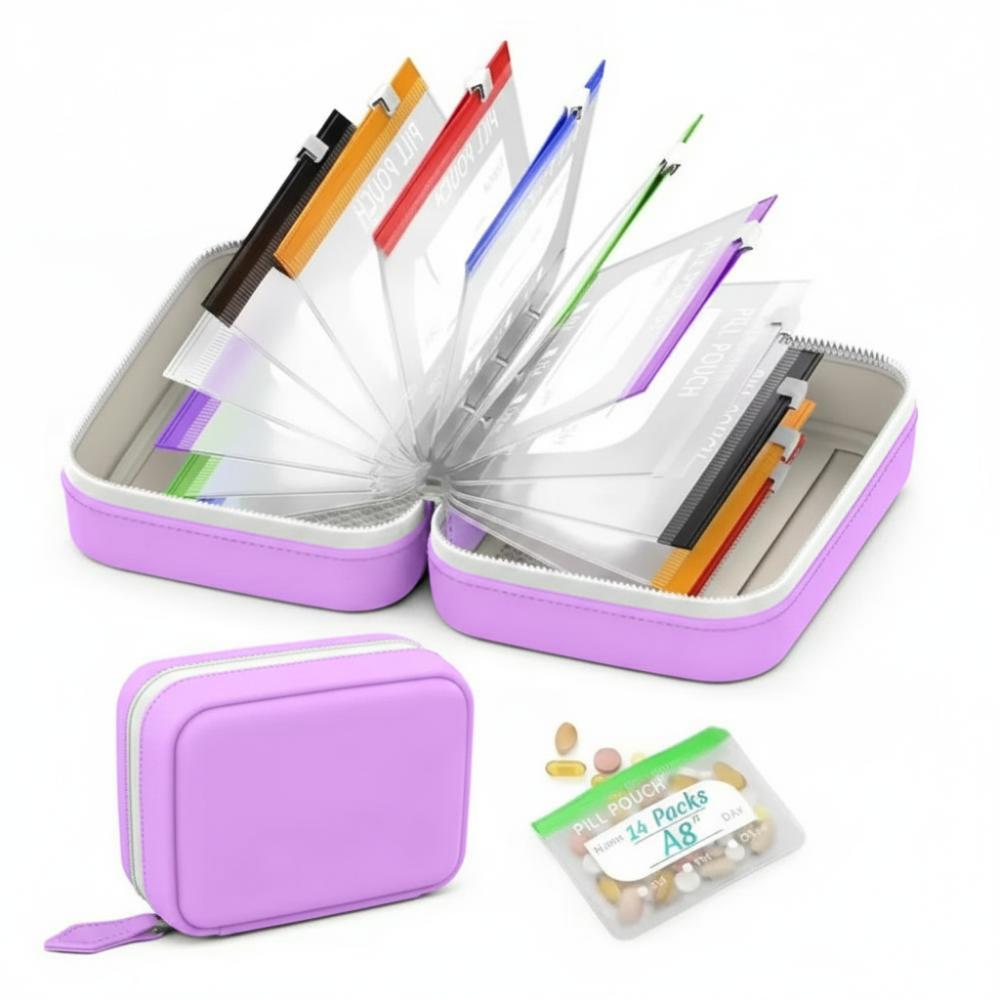 7/14PCS BPA-Free Weekly Pill Organizer Waterproof Pill Pouch Set Vitamin Storage Holder  Outdoor Use