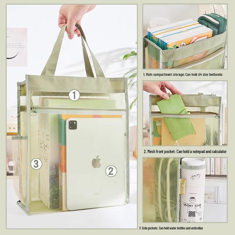 Transparent Mesh Student Handbag for Tutoring & Books