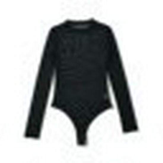 2024 Summer Mesh See-Through Round Neck Long Sleeve Bodysuit