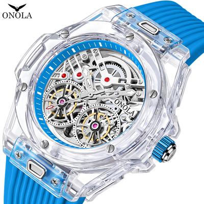 Double Flywheel Fully Automatic Mechanical Watch Men's Silicone Strap Waterproof Watch