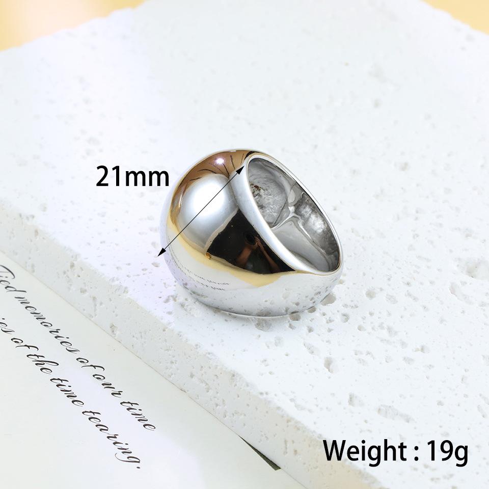 2024 High-Grade Large Curved 18K Gold Plated Stainless Steel Ring Size 8 серебряный