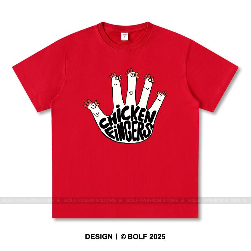 Chicken Fingers Printed T-Shirt 100% Cotton Oversized Foodie Graphic Tees for Men Women Summer Tops Snackcore Streetwear