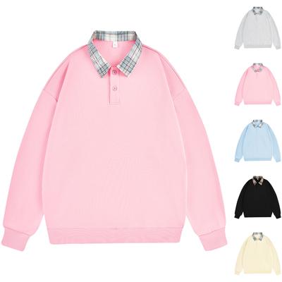 Bluza z kołnierzykiem typu flip, patchworkowa na ramionach, casualowa, sportowa