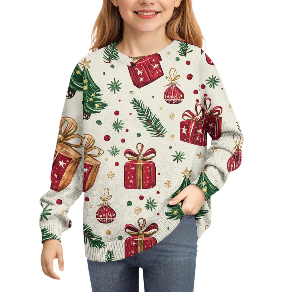 Christmas Day Sweatshirts For Children Boys And Girls Knit Sweater Cute Shirt Fall Crewneck Pullover Tops