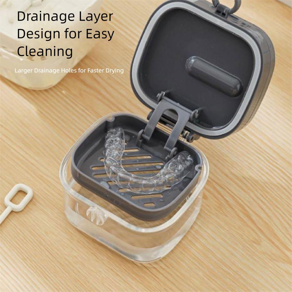 Transparent Denture Soaking Cleaning Box Portable Orthodontic Retainer Case False Teeth