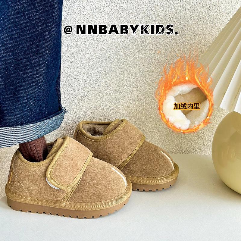 Baby snow boots 2025 winter new boys and girls fake split-toed bread shoes Velcro thickened velvet children's cotton shoes
