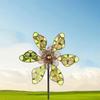Luminous Effect Windmill Spinner Sculpture Metal Flower Pinwheel Wind Rotator  Lawn