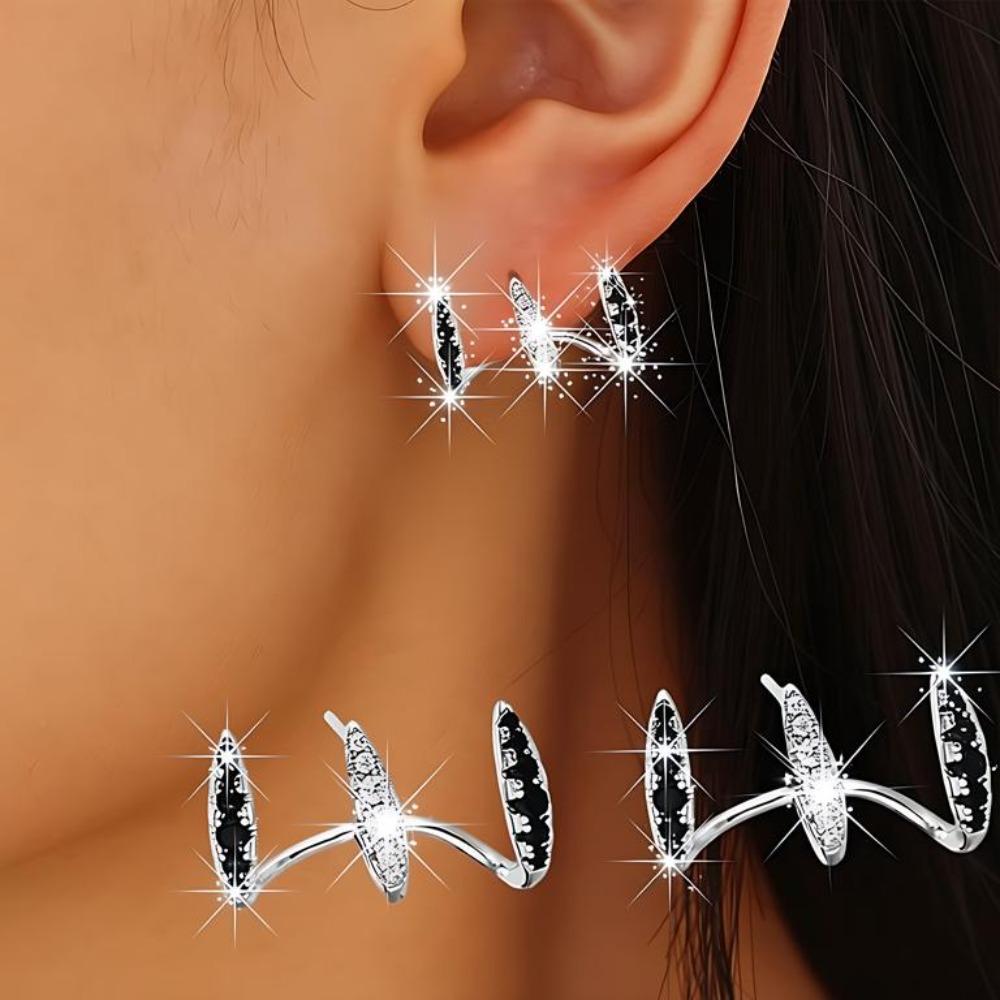Black Awn Design negru Clip pe cercei Stud Ear
