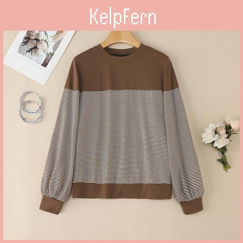 Women Casual Zanzea Round Neck Long Sleeve Stripe Blouse