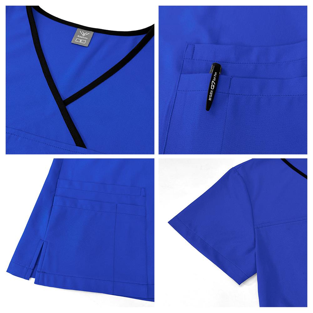 Color Matching Men'S And Women'S Thin Solid Color Short-Sleeved Trousers Doctor Nurse Beauty Salon Decoration Staff Construction Site Work Clothes Set
