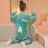 Thick Flannel Kids Pajamas One-Piece Sleepwear Boys Girls Winter Warm Home Suit Cartoon Print