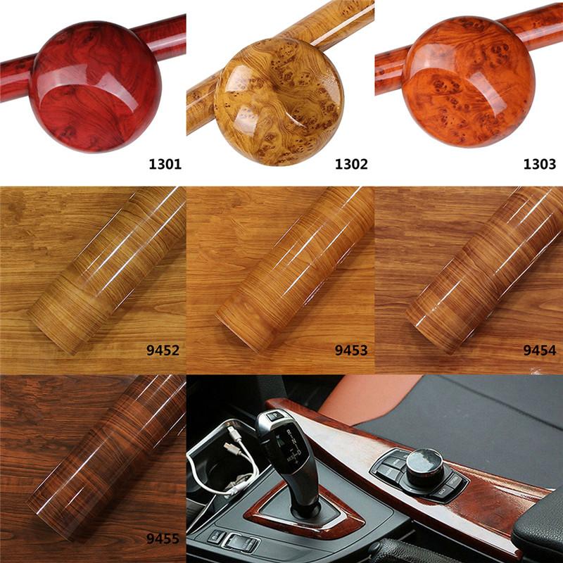 Autocolant Lucios Auto Interior Adeziv Impermeabil Folie Vinil Imitație Lemn Decalcomanii Accesoriu Interior Universal 10*100cm