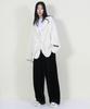 Deumakeu Velvet Side One-Pleat Real Wide Pants Black