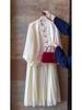 2024 Women's European and American Fashion: Pleated Skirt Suit with Wood Ear Edge