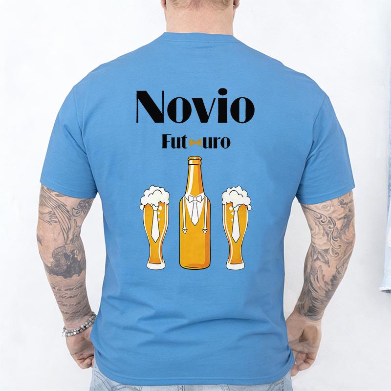 Spanish Unisex Novio Futuro Tees: Back Print Graphic Tops Team Groom Squad Tee 2026 Fashion Bachelor Party Single Farewell T-shirts