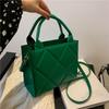 Minimalist Pu Square Tote Bag With Zipper Closure For Daily Use