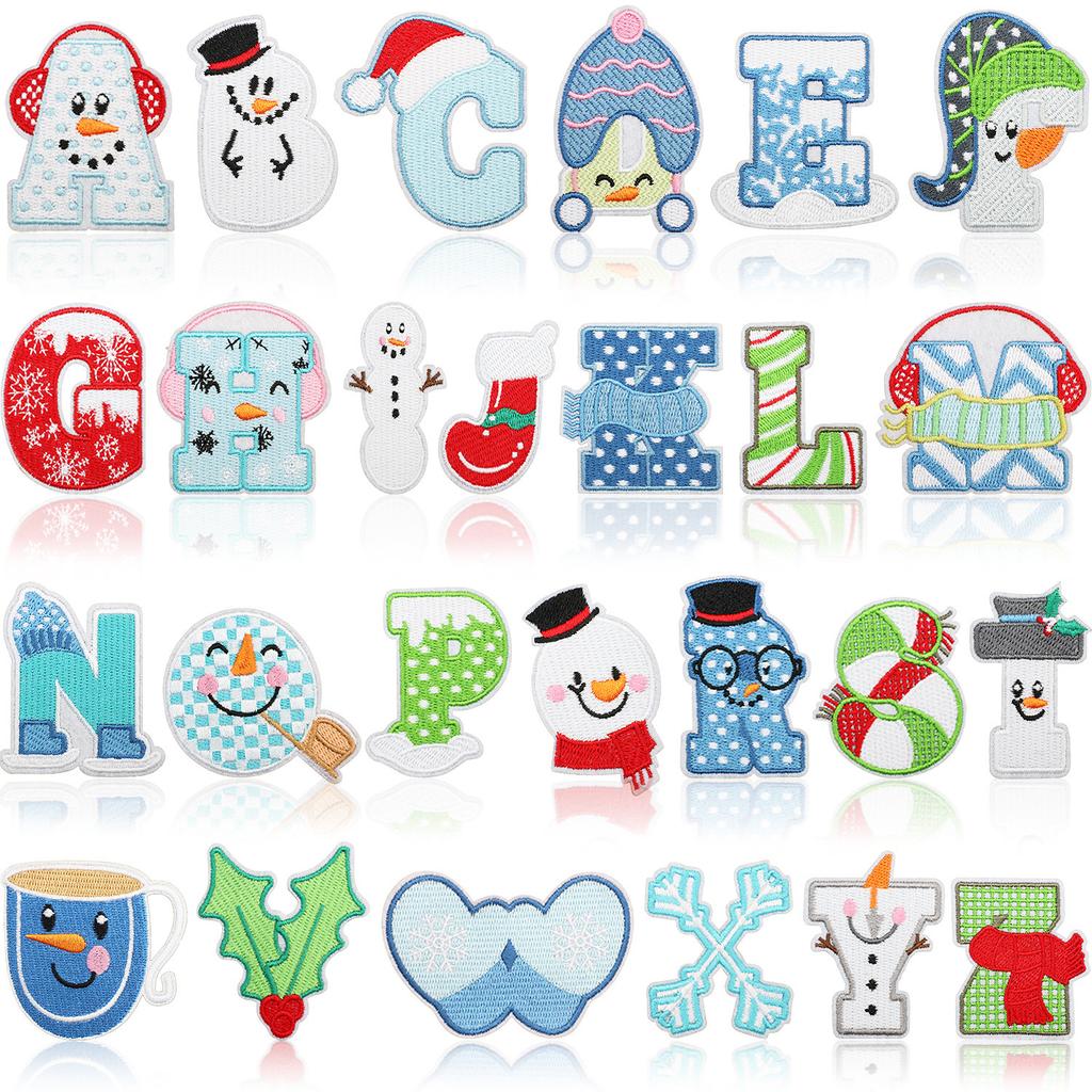New Christmas Letter Embroidery Cloth Sticker Christmas Tree Towel Embroidery Patch Sticker Snowman Snowflake Computer Embroidery Chapter Boy
