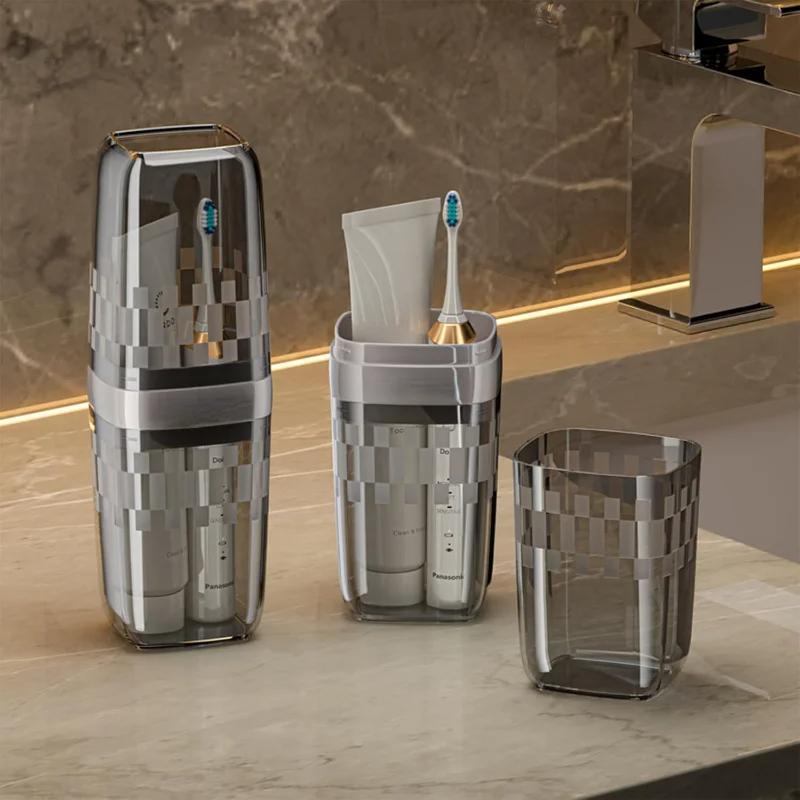 Reisezahnbürstenbecher Zahnbürstenhalter mit Deckel Tragbarer Reisezahnbürstenhalter Zahnbürstenetui und Behälter für Badezimmer