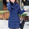Womens Ladies Warm Plus Size Solid Color Hooded Single Breasted Medium Length Cotton Jacket Waistcoat Slim Cardigan Coat