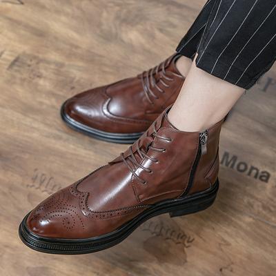 Fashion Winter Boots Chelsea Men Boots Casual Breathable Men Boots Fashion Block Style Ankle Boots for Male Non-slip Business Mens Boots
