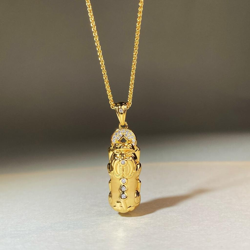 Luxury Real Gold Jewelry Certifid Ancient Pixiu Necklace Pure Gold Rotating Vajra Pendant Necklace