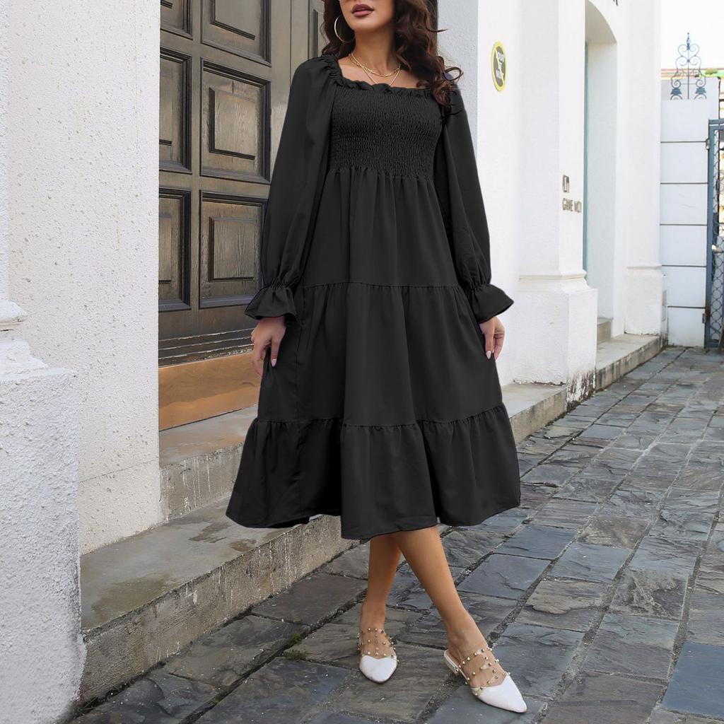 Kvinners Fasjonable Uformelle Sexy Sexy Komfortabel Kul Pustende Ensfarge Slank høy midje kjole