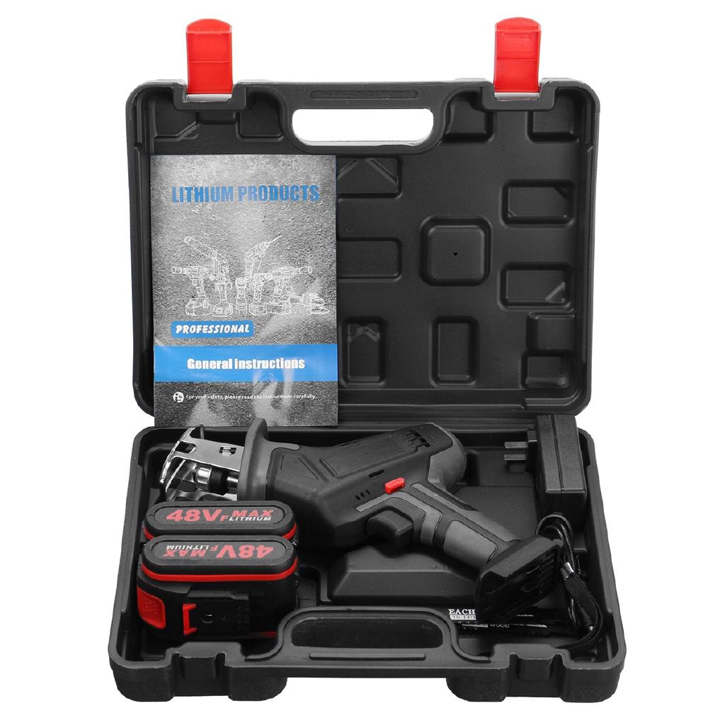 48V Cordless Reciprocating Saw Kit Outdoor Electric Saw with 4PCS Blades for Wood Metal Cutting Power Tools