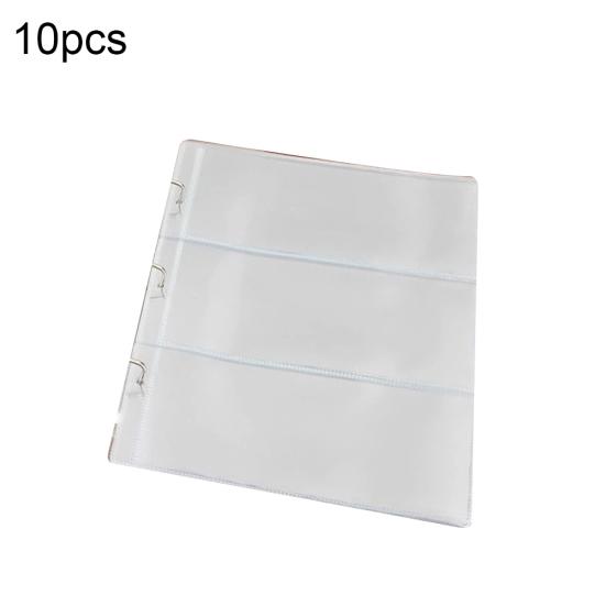 

10Pcs Money Banknote Collecting Holder Sleeves 3-slot Loose Leaf Sheet Album