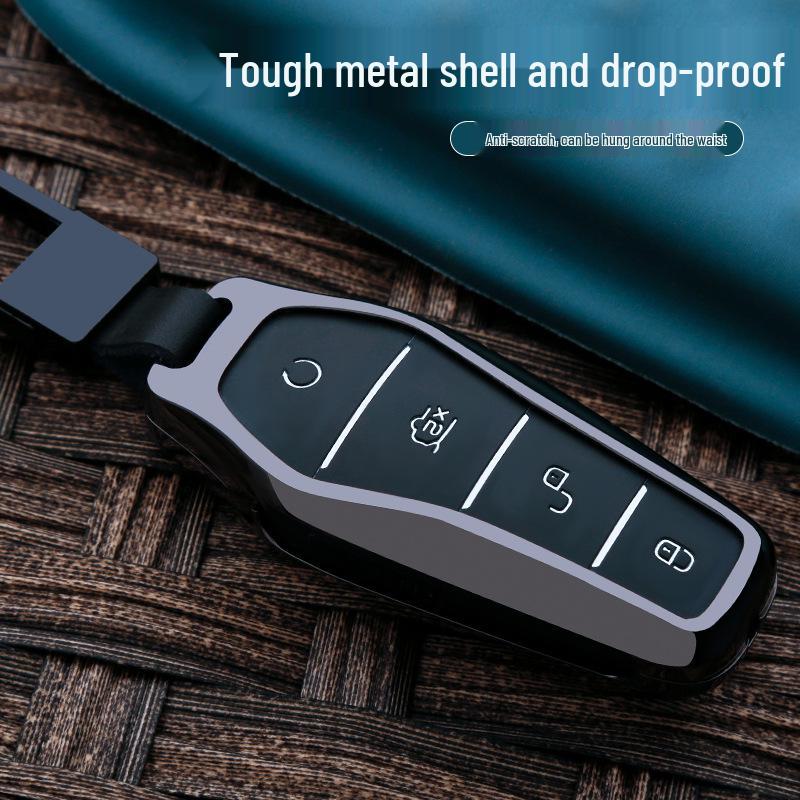 BYD Key Cover: Compatible with Qin Plus DMI, Dolphin, e2, Yuan, Qin Plus DMIE6, e3 - Metal Key Shell with Buckle.