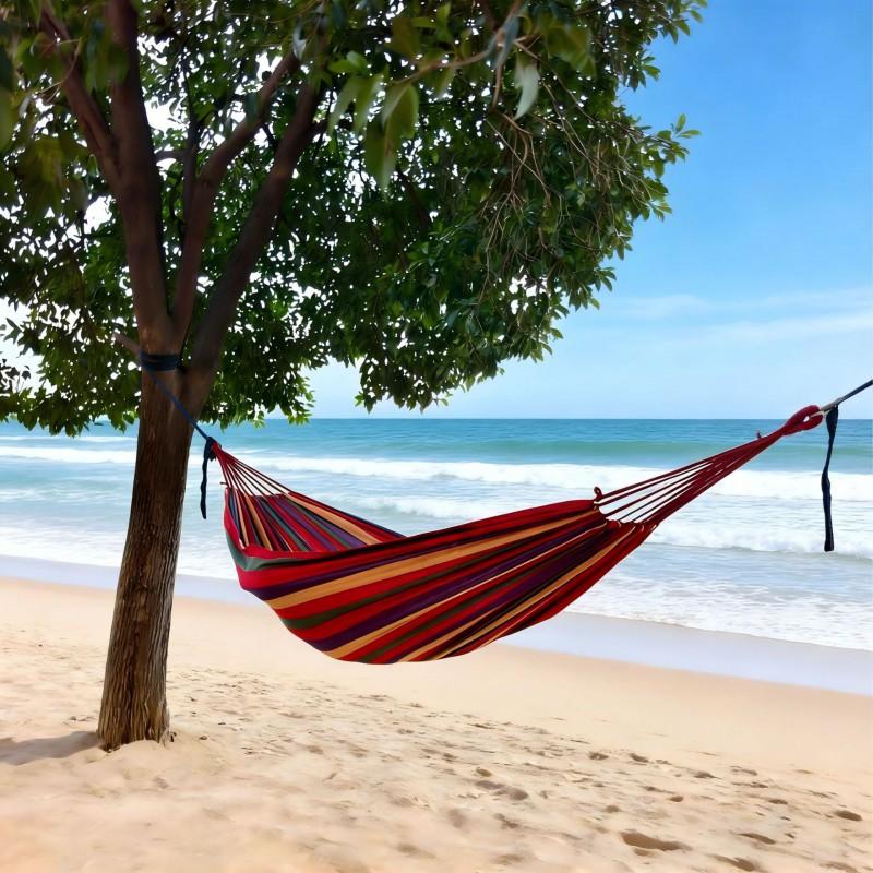 Portable Outdoor Hammock Kids Adults Durable Canvas Fabric With Anti-Roll Design Camping Hiking Garden Relaxation