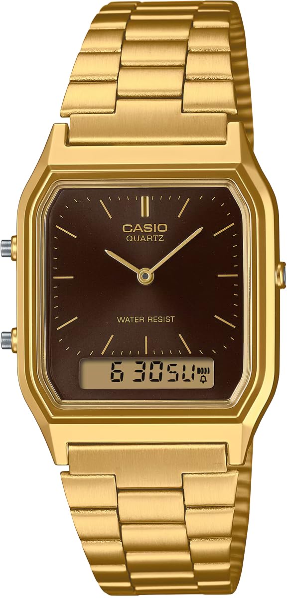 

CASIO Quartz Watch Vintage Series Unisex Dual Time Gold x Brown Overseas Model [Casio] ANA-DIGI AQ-230GA-5AMQY [Item]
