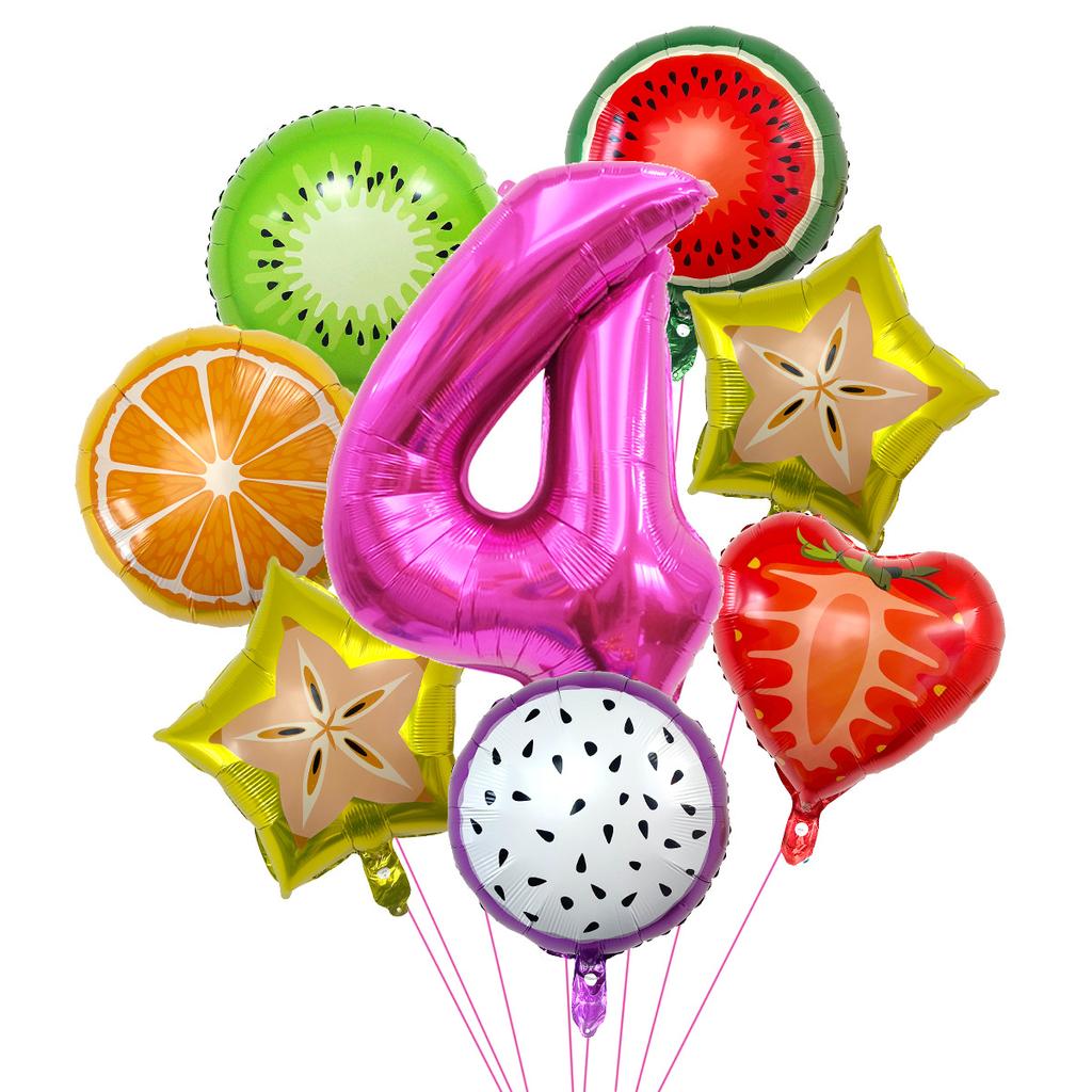 Fruit Theme Party Watermelon Orange Aluminum Film Balloon Set Children'S Birthday Party Arrangement
