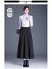 2025 Autumn/Winter Wool Cashmere High-Waisted A-Line Pocket Skirt, Mid-Length.