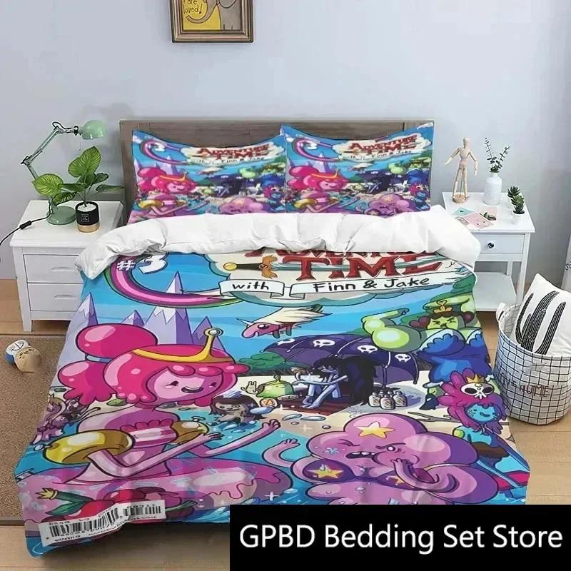 3D Print Cartoon Adventure Time Bedding Set Double Twin King Duvet Cover Comforter Pillowcase Boys Girls Adults Bedroom