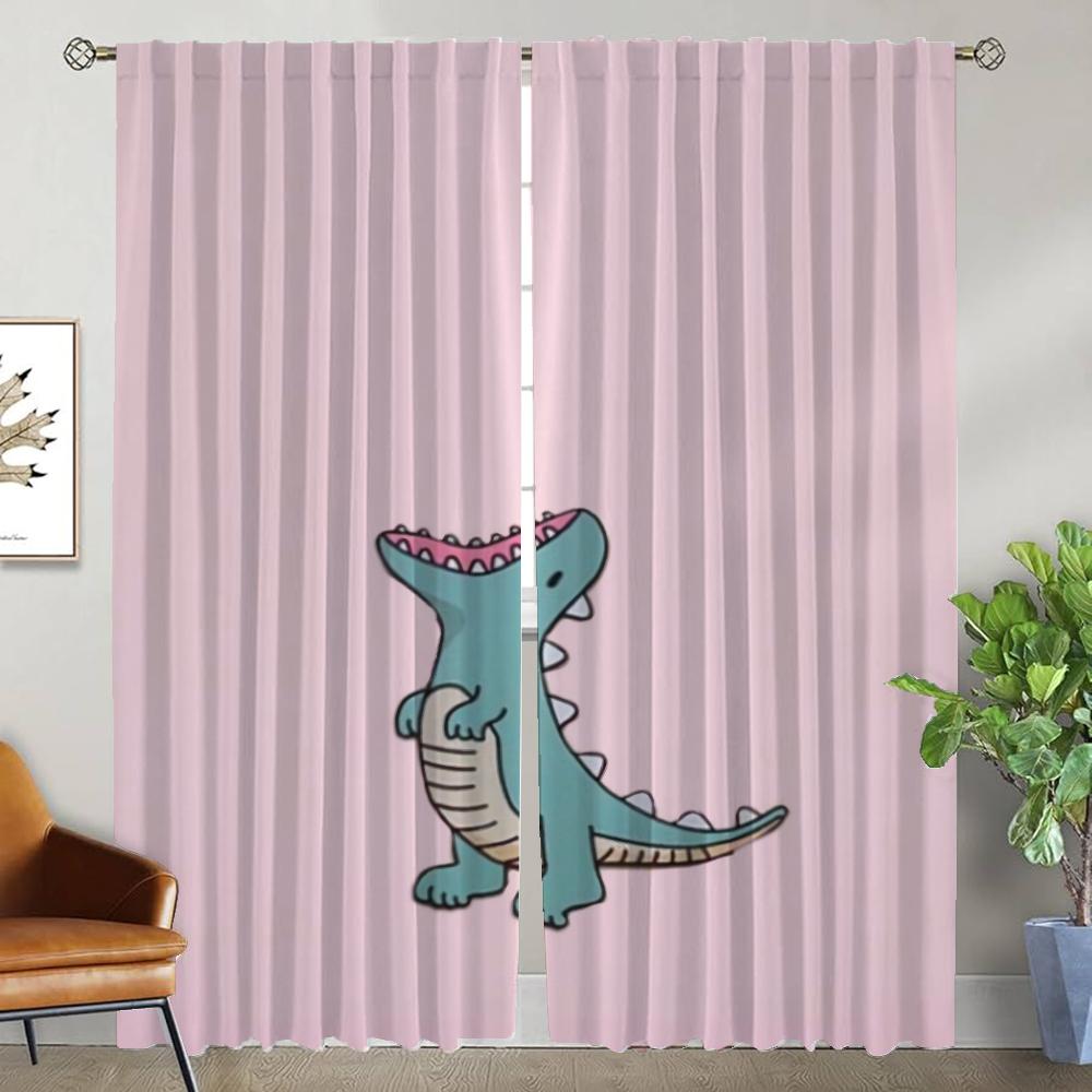 Anti-mosquito Curtains 2 Pieces Dinosaur Living Room Curtain Partition Home Interior Curtains for Camera Shades Kitchen Blackout