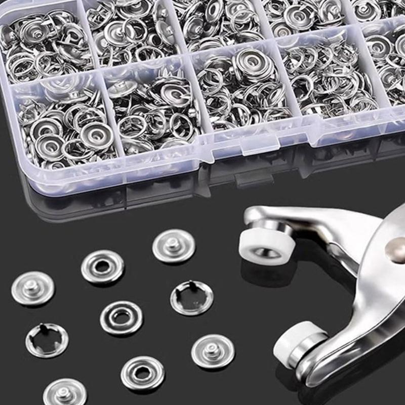 5 Prongs Metal Button Fasteners Tool With Metal Pliers and Hole Puncher For Backpacks Clothing Leather Bag Sewing Craft